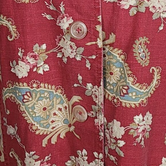 COLDWATER CREEK Vintage Brick Red Tan Paisley Button Vest Large (2014) - Picture 4 of 6